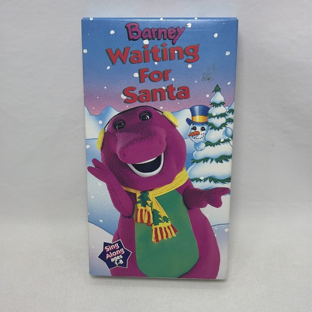Vintage Barney Waiting For Santa VHS Tape 1992 Christmas Sing Along Holiday 90s